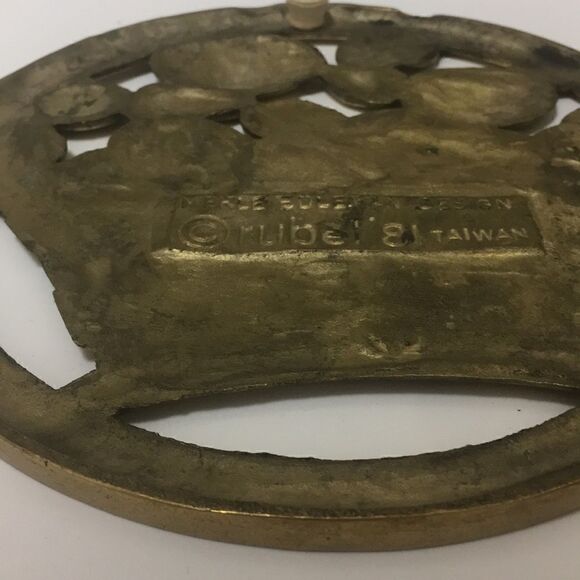 1980’s Rubel Design Floral Brass Footed Tr… - Picture 9 of 11